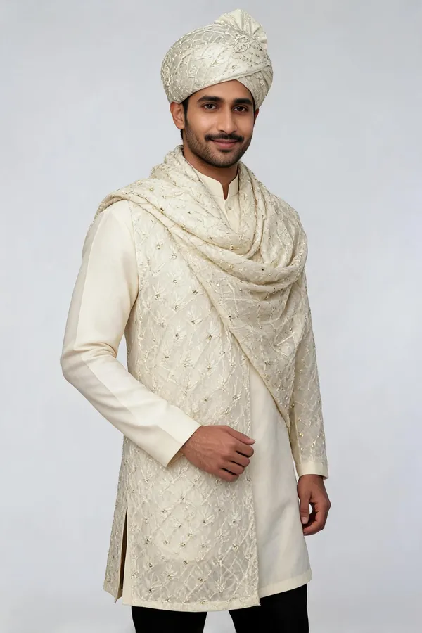 Ivory_Net_Embroidered_Groom_Safa