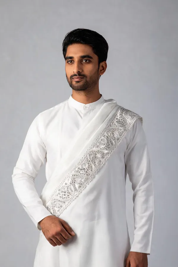 White_Modal_Satin_Dupatta_For_Groom
