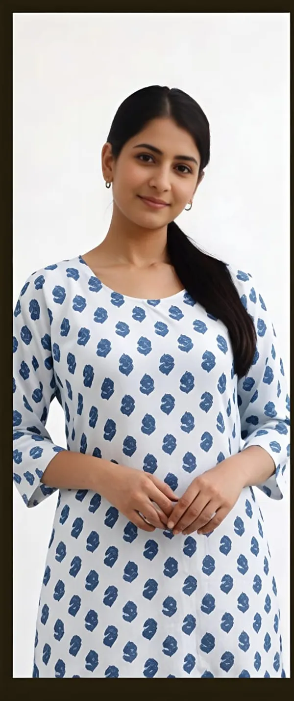 White_Cotton_Printed_Straight_Kurta_For_Women