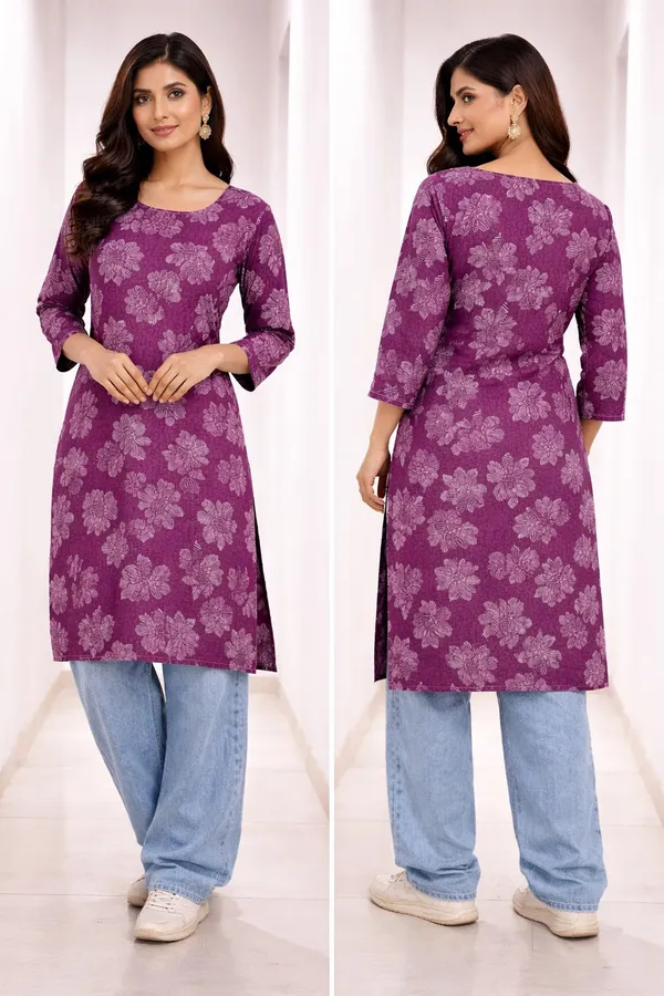 Purple_Cotton_Floral_Print_Straight_Kurta_For_Women