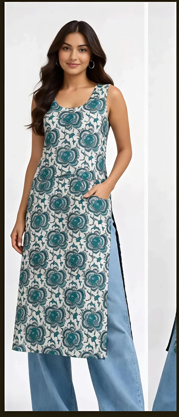 Teal_Cotton_Sleeveless_Straight_Kurta_Set_For_Women