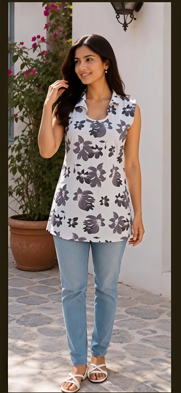White_Cotton_Sleeveless_Kurti_For_Women