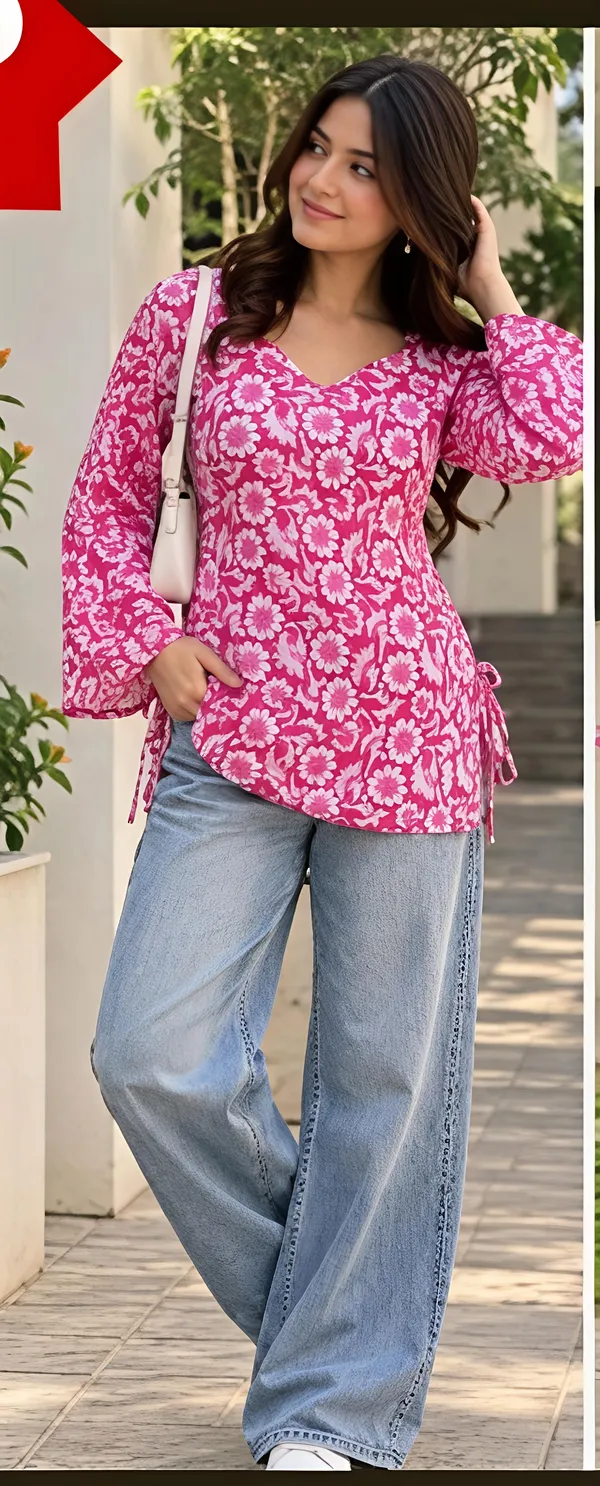 Pink_Cotton_Floral_Print_Straight_Kurta_For_Women