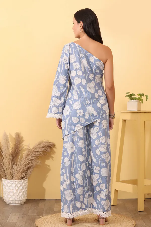 Blue_Cotton_One_Shoulder_Co-Ord_Set_For_Women