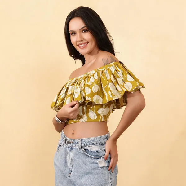 Mustard_Cotton_Off_Shoulder_Crop_Top_For_Women