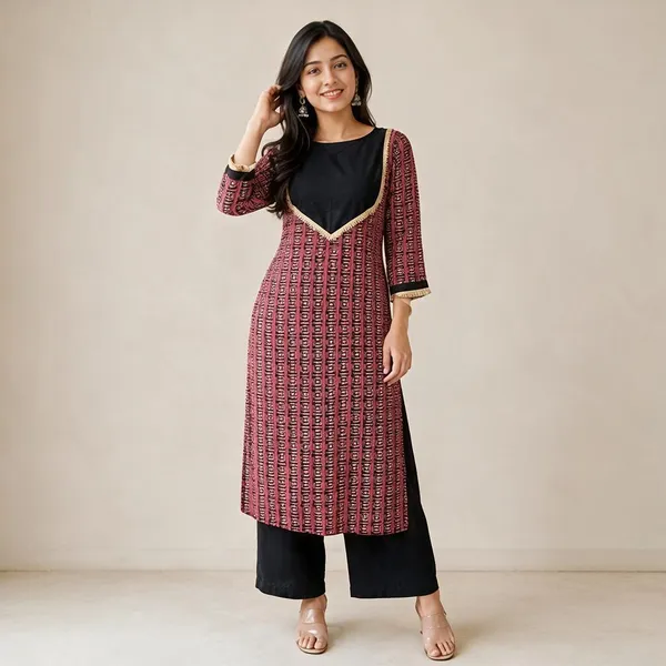 Maroon_Cotton_Printed_Kurta_Palazzo_Set_For_Women
