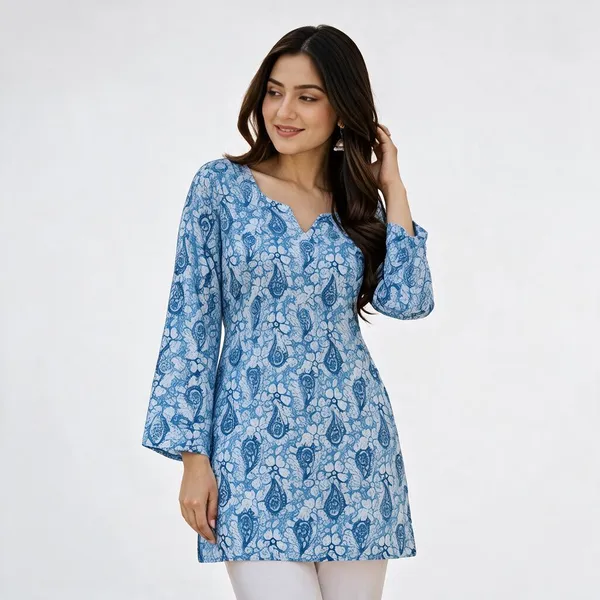 Blue_Cotton_Printed_Straight_Kurta_For_Women