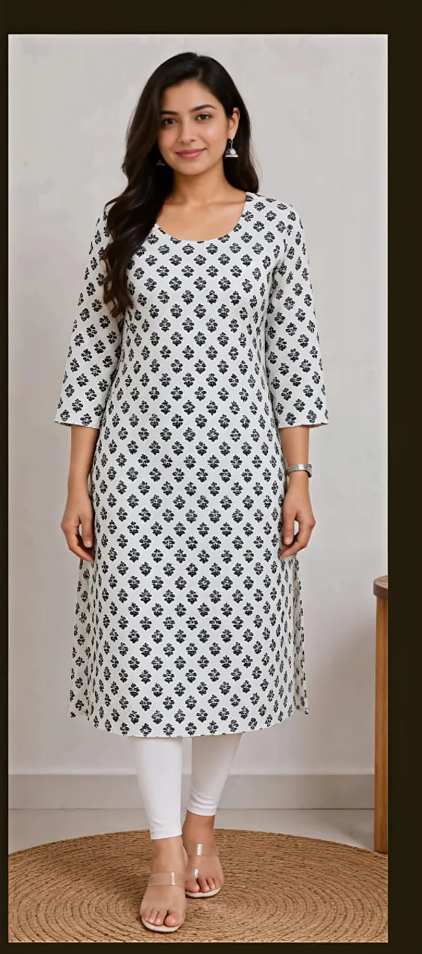 White_Cotton_Printed_Straight_Kurta_For_Women