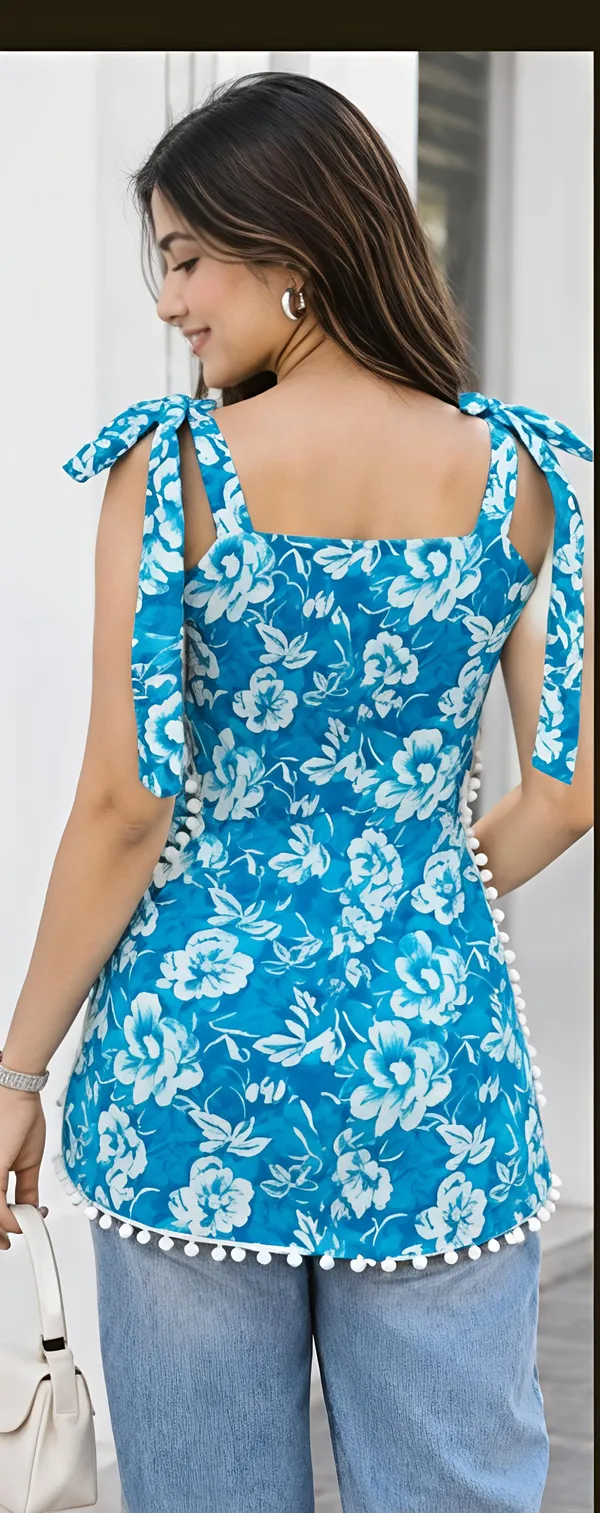 Blue_Cotton_Floral_Tie-Shoulder_Peplum_Top_For_Women