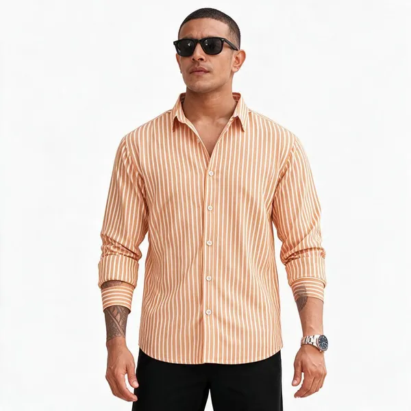 Peach_Cotton_Striped_Casual_Shirt_For_Men