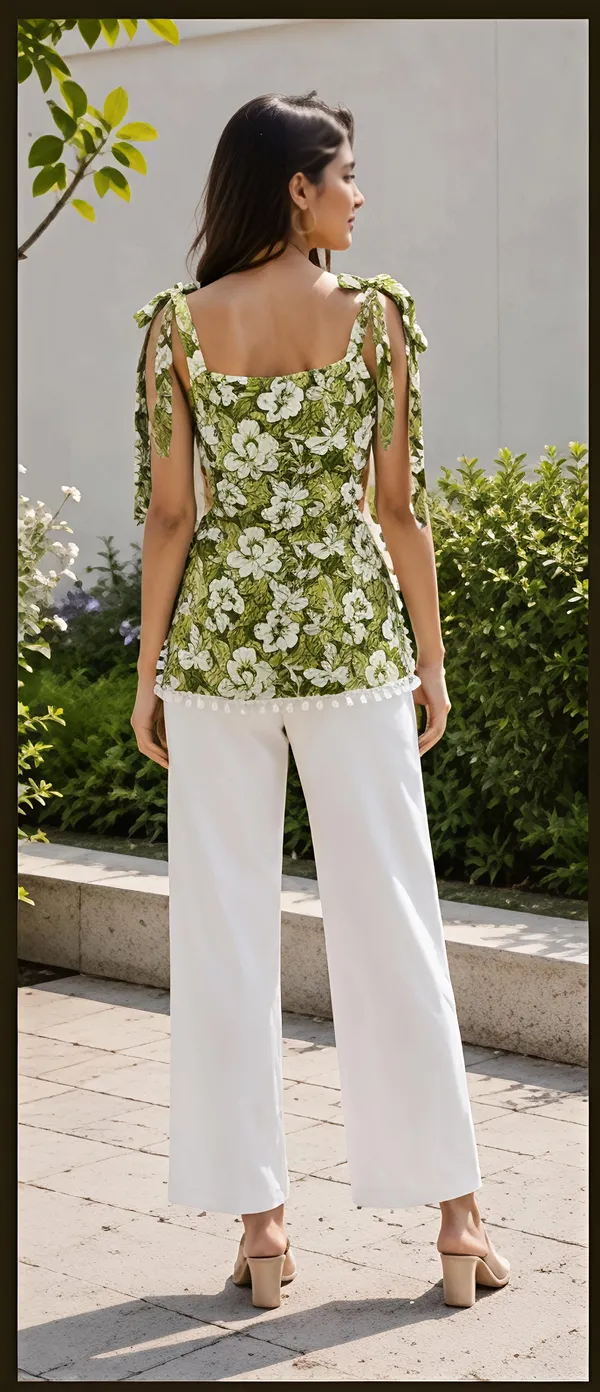 Green_Cotton_Tie_Shoulder_Short_Kurti_For_Women