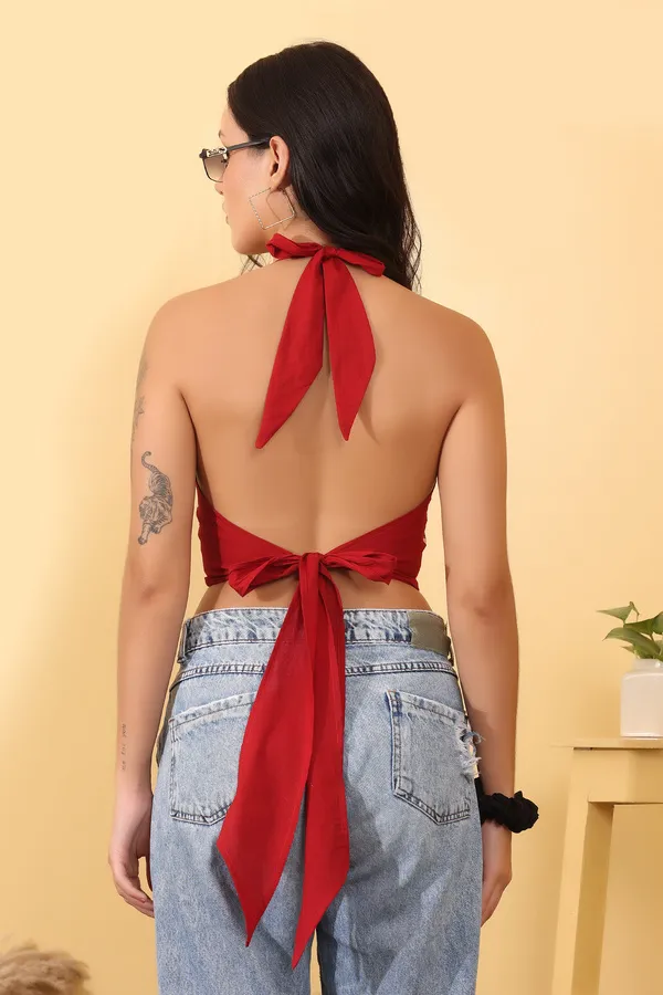 Red_Cotton_Halter_Neck_Crop_Top_For_Women