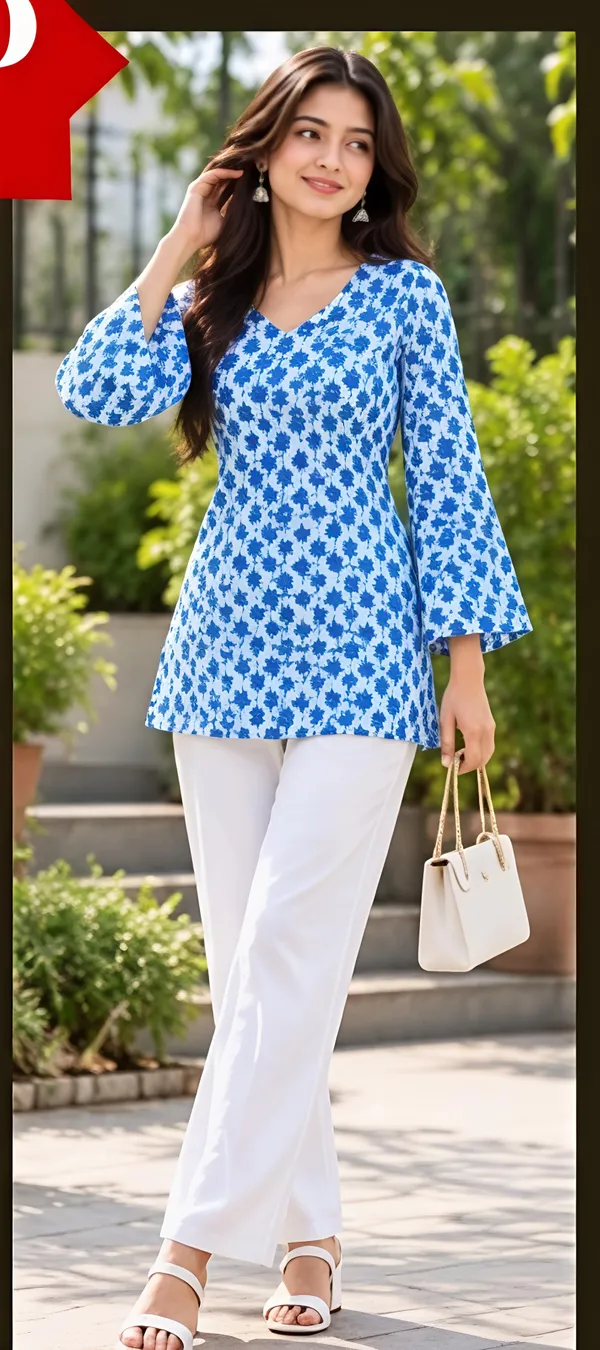 Blue_Cotton_Floral_Print_Straight_Kurta_For_Women