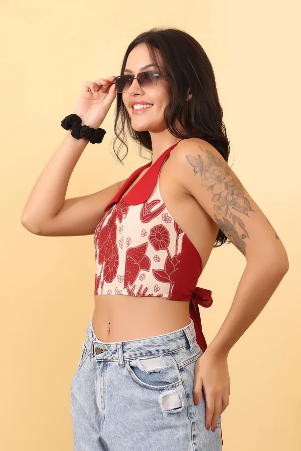 Red_Cotton_Halter_Neck_Crop_Top_For_Women