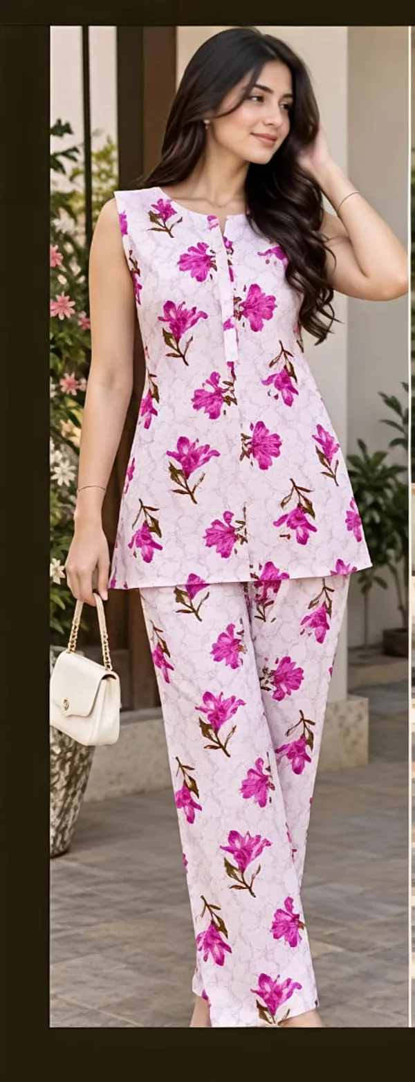 Pink_Cotton_Floral_Print_Kurta_Pant_Set_For_Women