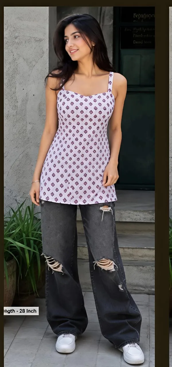 White_Cotton_Printed_Regular_Fit_Kurti_For_Women