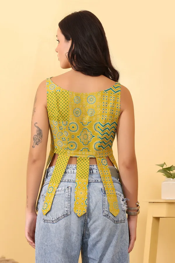 Yellow_Cotton_Sleeveless_Crop_Top_For_Women