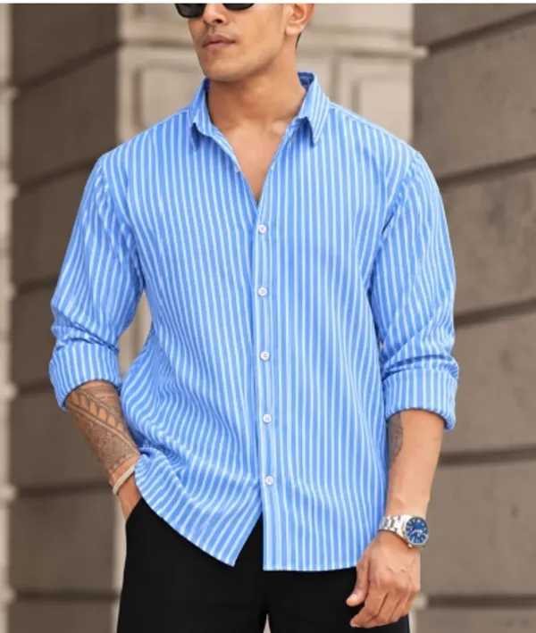 Blue_Cotton_Striped_Regular_Fit_Shirt_For_Men