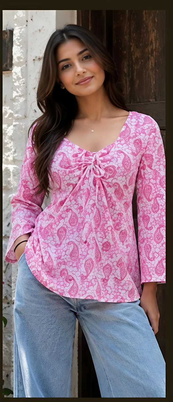 Pink_Cotton_Tie_Front_Peplum_Top_For_Women