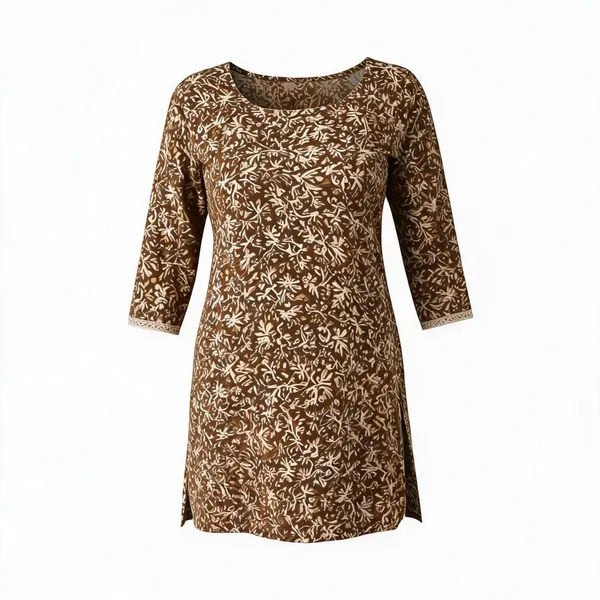 Brown_Cotton_Floral_Print_Straight_Kurta_For_Women