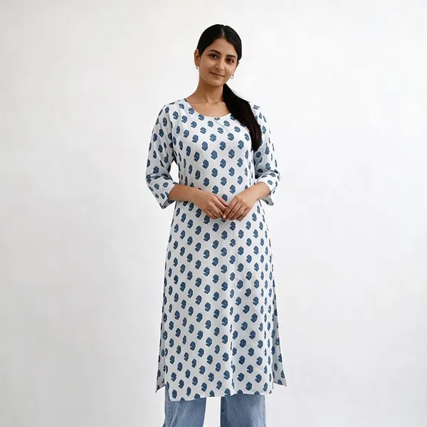 White_Cotton_Printed_Straight_Kurta_For_Women