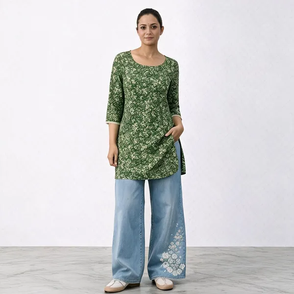 Green_Cotton_Printed_Straight_Kurta_For_Women