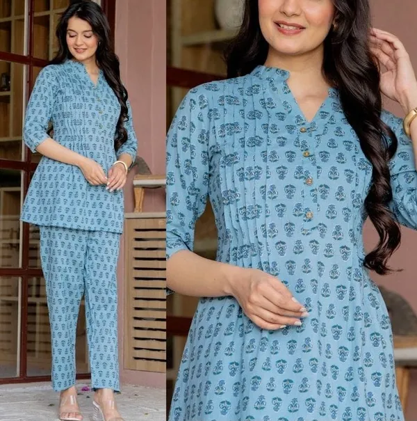 Blue_Printed_Straight_Kurta_Pant_Set_For_Women
