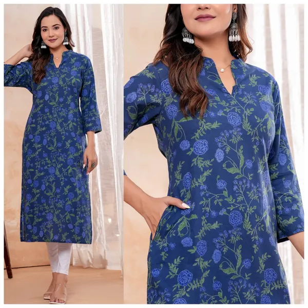 Blue_Floral_Print_Straight_Kurta_for_Women