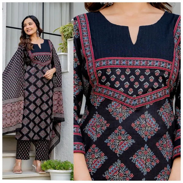 Black_Printed_Straight_Kurta_Set_For_Women