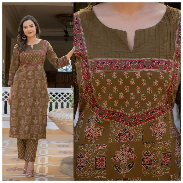 Brown_Printed_Straight_Kurta_Set_For_Women