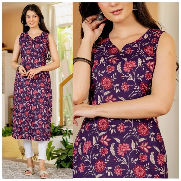 Purple_Floral_Print_Sleeveless_Kurti_for_Women
