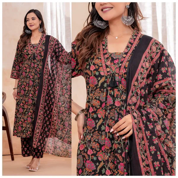 Black_Floral_Print_Kurta_Set_for_Women