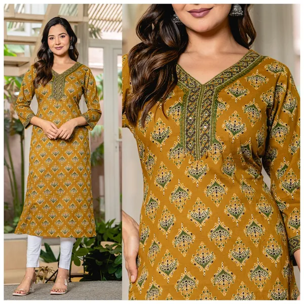 Mustard_Printed_Straight_Kurta_for_Women