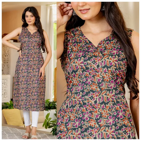 Grey_Floral_Print_Sleeveless_Straight_Kurta_For_Women