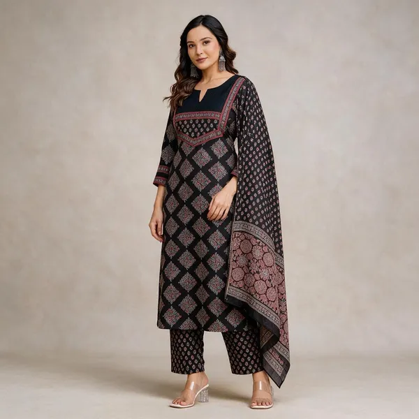 Black_Printed_Straight_Kurta_Set_For_Women