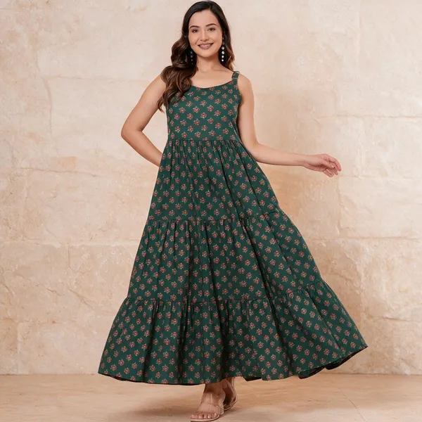 Green_Floral_Tiered_Maxi_Dress_For_Women