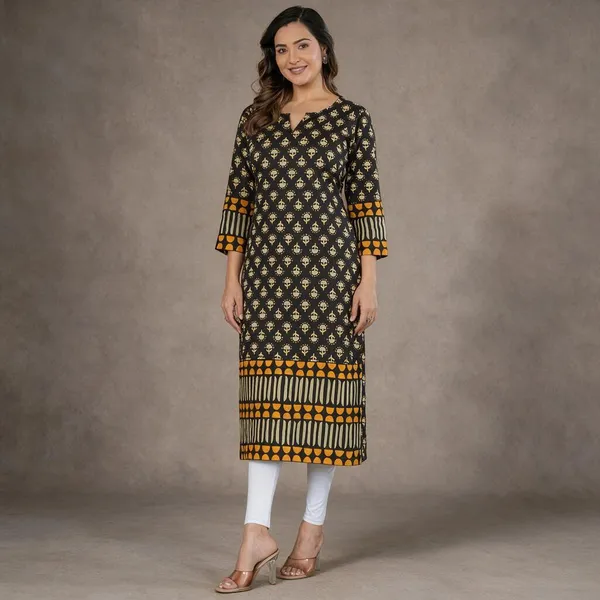 Black_Printed_Straight_Kurta_For_Women