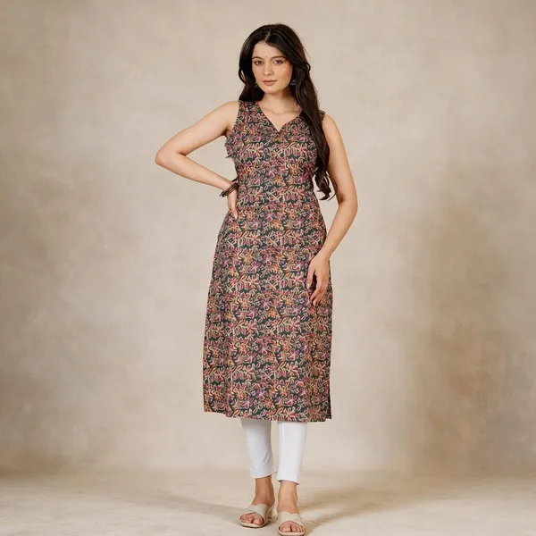Grey_Floral_Print_Sleeveless_Straight_Kurta_For_Women
