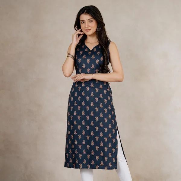Navy_Printed_Straight_Kurti_For_Women