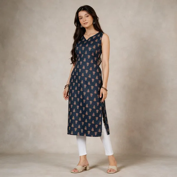 Navy_Printed_Straight_Kurti_For_Women