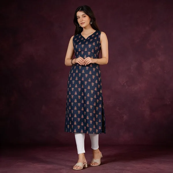 Navy_Printed_Straight_Kurti_For_Women
