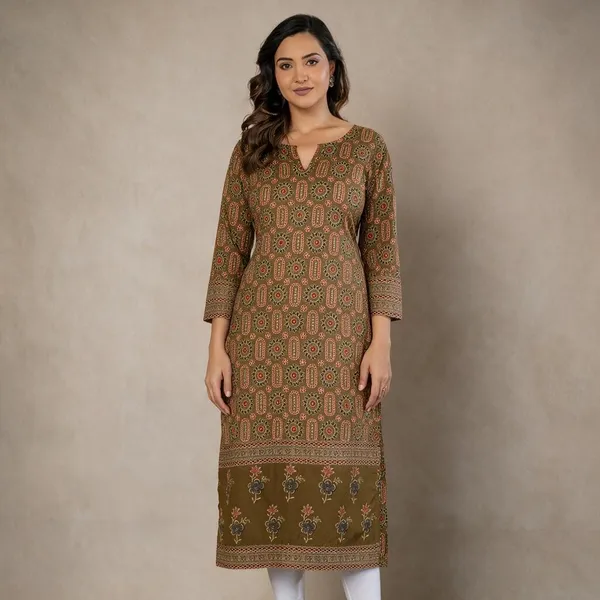 Olive_Printed_Straight_Kurta_For_Women