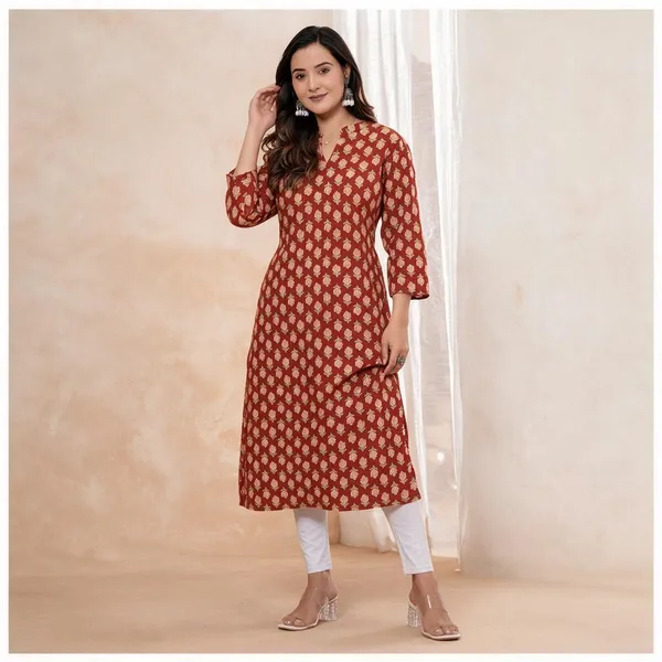 Red_Printed_Straight_Kurta_For_Women
