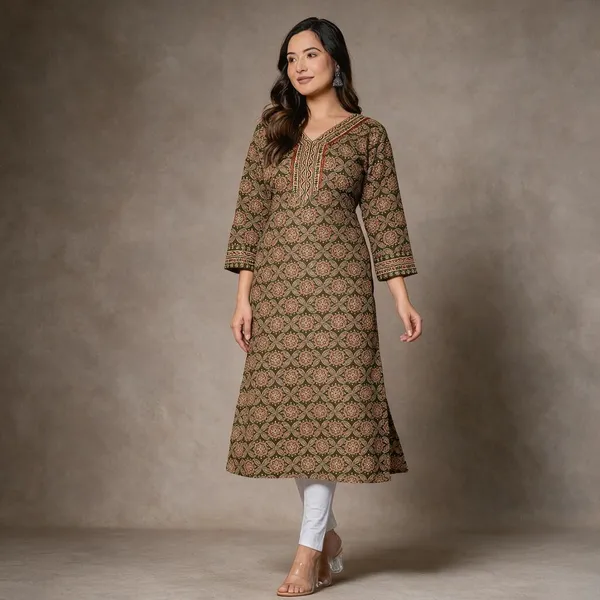 Green_Printed_Straight_Kurta_For_Women