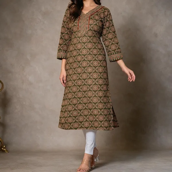 Green_Printed_Straight_Kurta_For_Women
