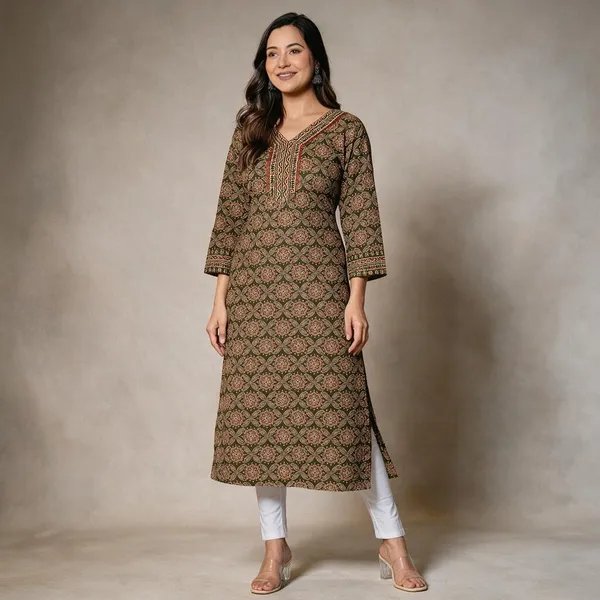 Green_Printed_Straight_Kurta_For_Women