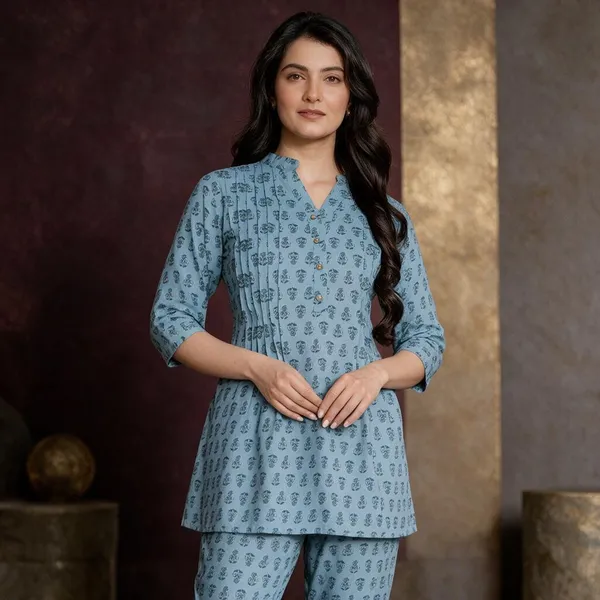 Blue_Printed_Straight_Kurta_Pant_Set_For_Women