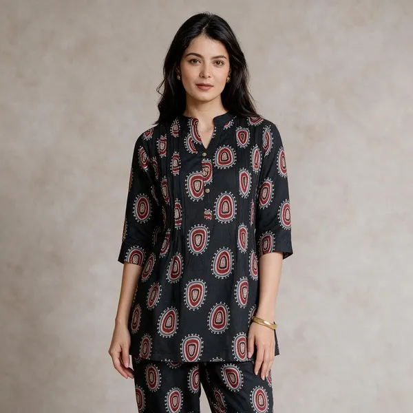 Navy_Printed_Straight_Kurta_Pant_Set_For_Women