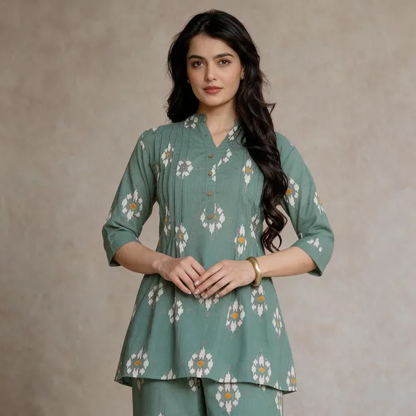 Sage_Green_Floral_Print_Kurta_Pant_Set_For_Women