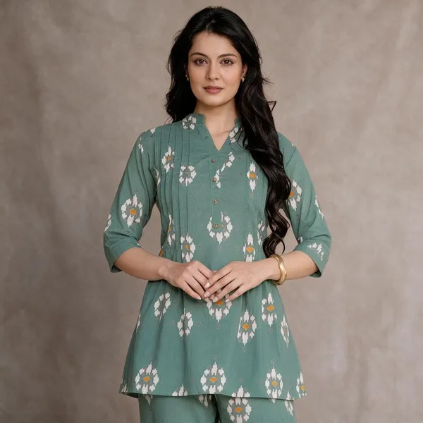 Sage_Green_Floral_Print_Kurta_Pant_Set_For_Women